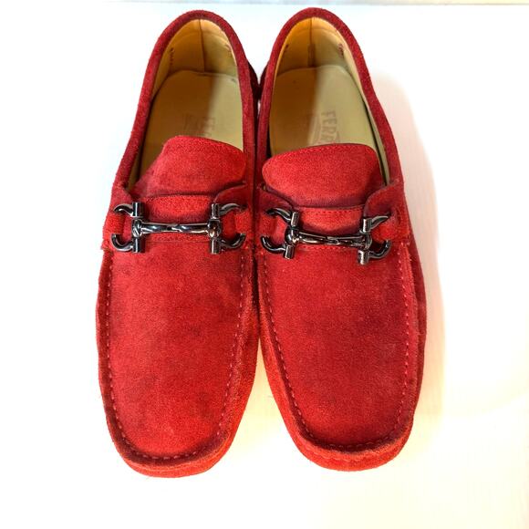 FERRAGAMO Parigi Suede Driving Loafers Men's 7 Slip-On Bit Buckle Italy Unisex - Picture 2 of 12